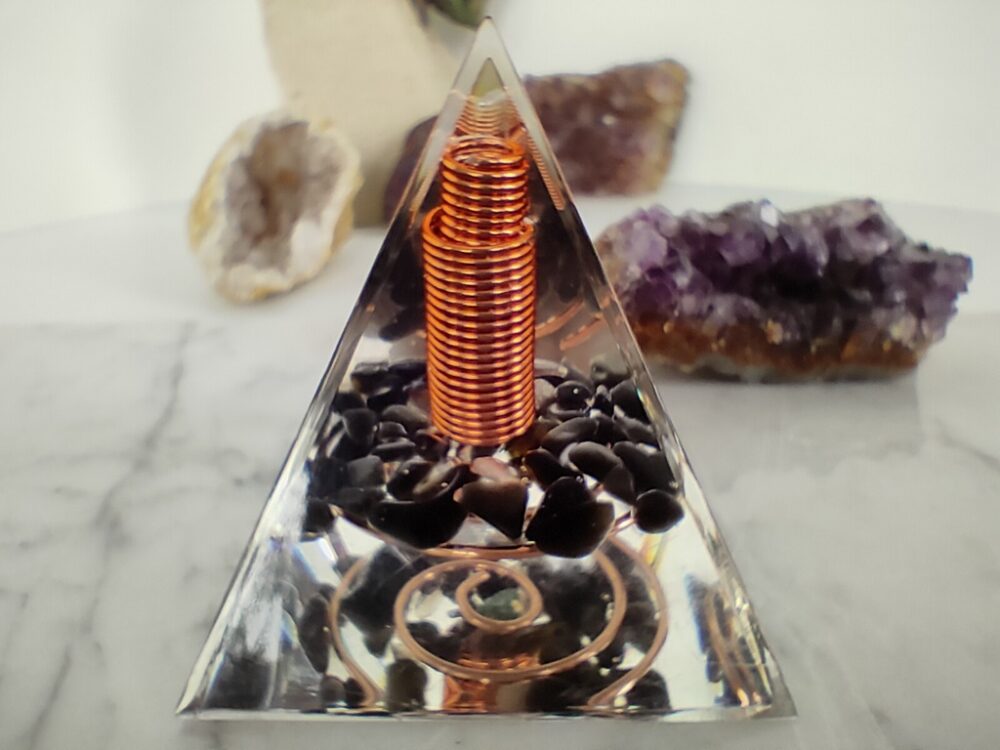 orgonit obsydian miedź